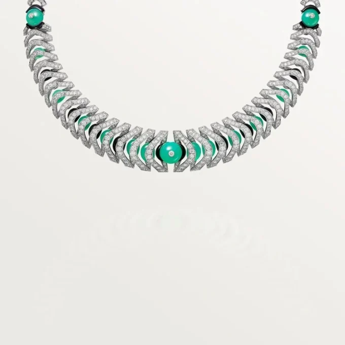 Collar Geometrie & Contrastes, crisoprasa, pavé
