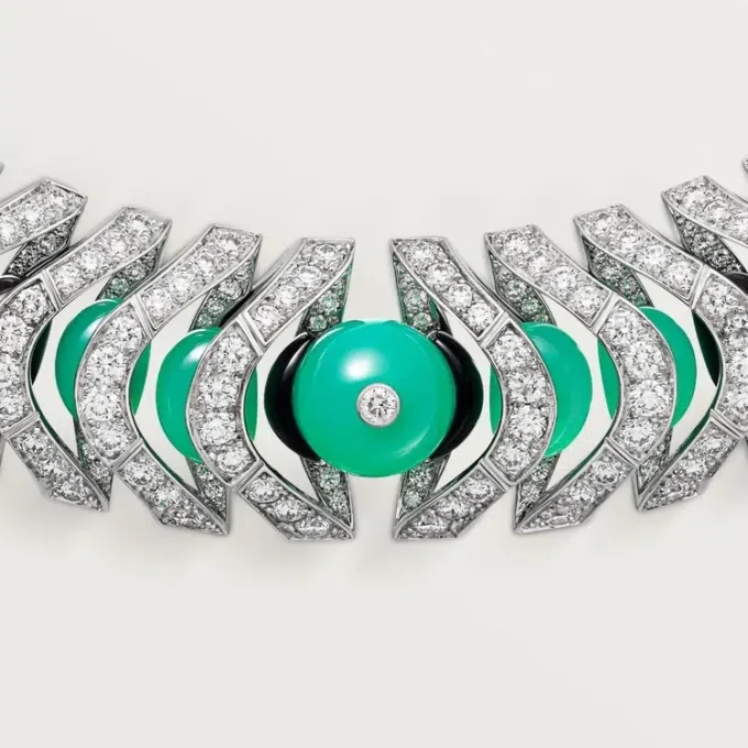 Collar Geometrie & Contrastes, crisoprasa, pavé