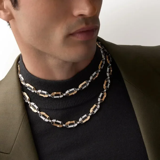 Collar Geometrie & Contrastes, ónix, multiuso, pavé