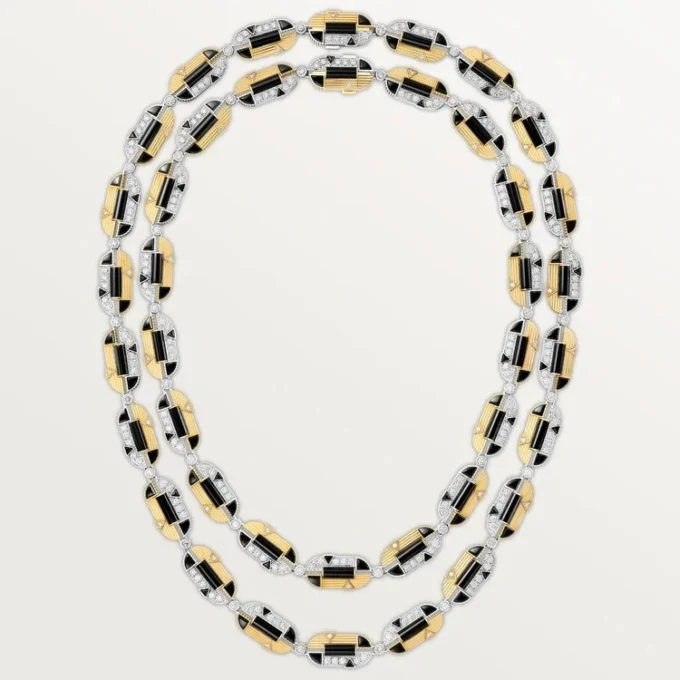 Collar Geometrie & Contrastes, ónix, multiuso, pavé
