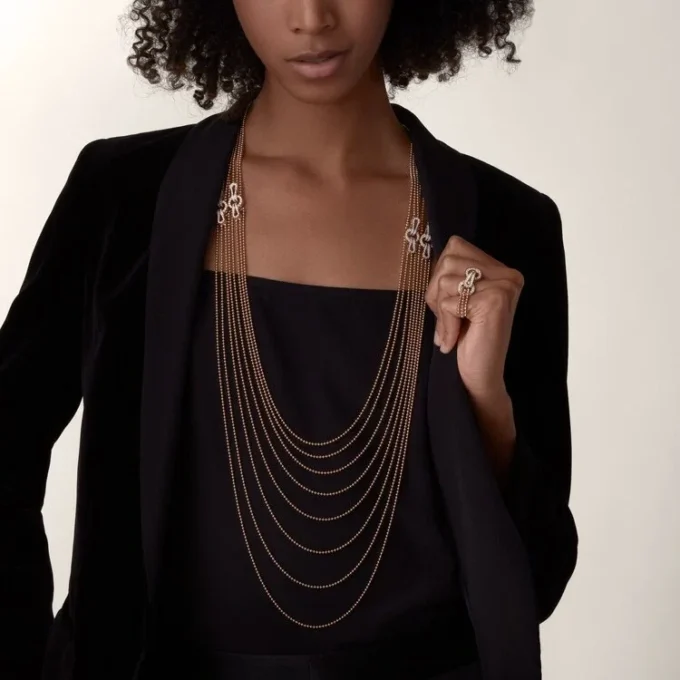 Collar largo Agrafe, semipavé