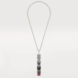 Collar largo Panthere de Cartier, rubí, multiuso, modelo grande, pavé