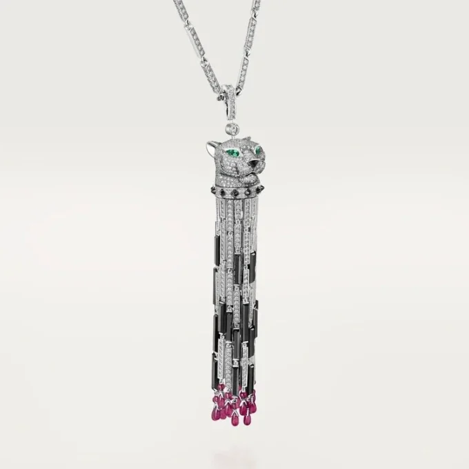 Collar largo Panthere de Cartier, rubí, multiuso, modelo grande, pavé