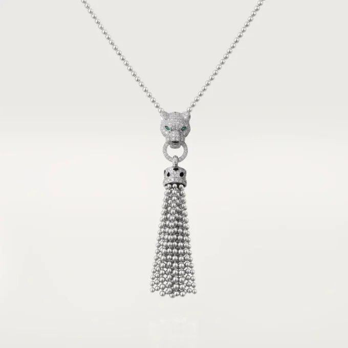 Collar Panthere De Cartier – Oro blanco, laca negra, esmeraldas, ónix, diamantes – Cartier