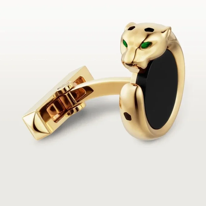 Gemelos Panthere de Cartier – Oro amarillo, ónix, tsavoritas y laca negra – Cartier Gemelos Panthere de Cartier – Oro amarillo, ónix, tsavoritas y laca negra – Cartier