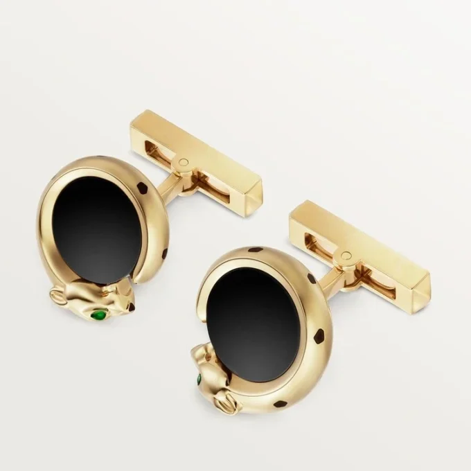 Gemelos Panthere de Cartier – Oro amarillo, ónix, tsavoritas y laca negra – Cartier Gemelos Panthere de Cartier – Oro amarillo, ónix, tsavoritas y laca negra – Cartier