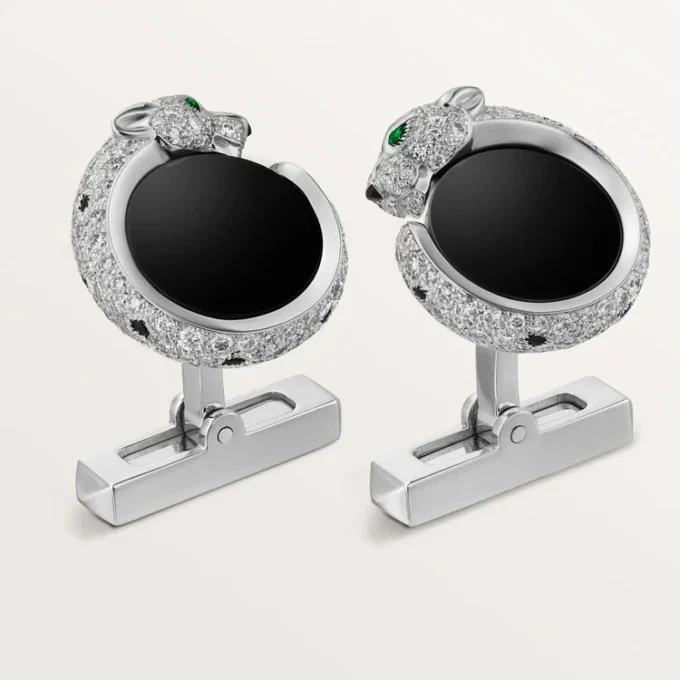 Gemelos Panthere De Cartier – Oro blanco rodiado, diamantes, esmeraldas, ónix – Cartier Gemelos Panthere De Cartier – Oro blanco rodiado, diamantes, esmeraldas, ónix – Cartier