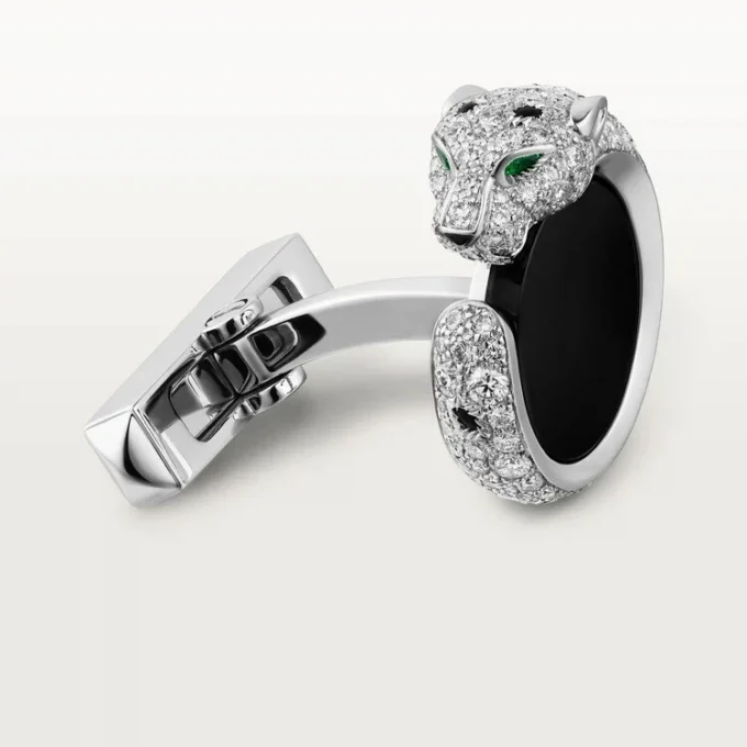 Gemelos Panthere De Cartier – Oro blanco rodiado, diamantes, esmeraldas, ónix – Cartier Gemelos Panthere De Cartier – Oro blanco rodiado, diamantes, esmeraldas, ónix – Cartier