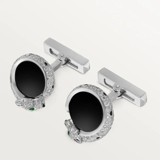 Gemelos Panthere De Cartier – Oro blanco rodiado, diamantes, esmeraldas, ónix – Cartier Gemelos Panthere De Cartier – Oro blanco rodiado, diamantes, esmeraldas, ónix – Cartier