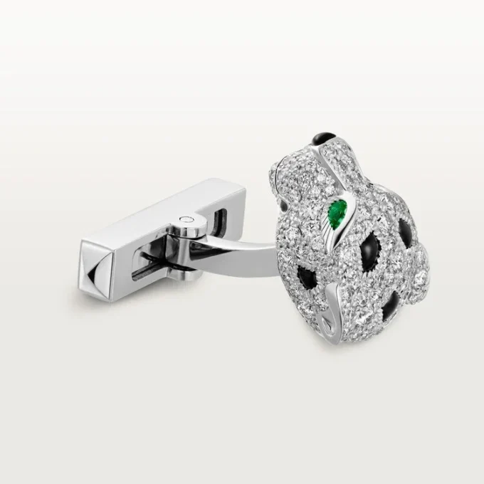 Gemelos Panthere De Cartier – Oro blanco rodiado, diamantes, esmeraldas, ónix – Cartier Gemelos Panthere De Cartier – Oro blanco rodiado, diamantes, esmeraldas, ónix – Cartier