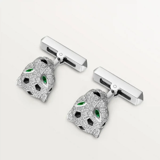 Gemelos Panthere De Cartier – Oro blanco rodiado, diamantes, esmeraldas, ónix – Cartier Gemelos Panthere De Cartier – Oro blanco rodiado, diamantes, esmeraldas, ónix – Cartier
