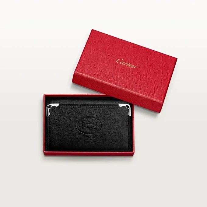 Llavero de 6 llaves, Must de Cartier – Piel de becerro negra, acabado en acero inoxidable – Cartier