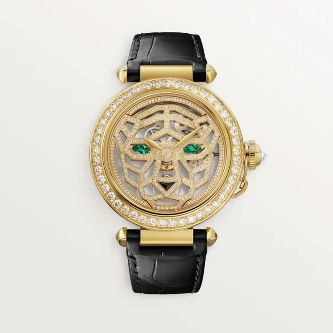 Otros relojes de joyería Panthere – 41 mm, movimiento mecánico de cuerda manual, oro amarillo de 18 quilates, diamantes, correas de piel intercambiables – Cartier Otros relojes de joyería Panthere – 41 mm, movimiento mecánico de cuerda manual, oro amarillo de 18 quilates, diamantes, correas de piel intercambiables – Cartier