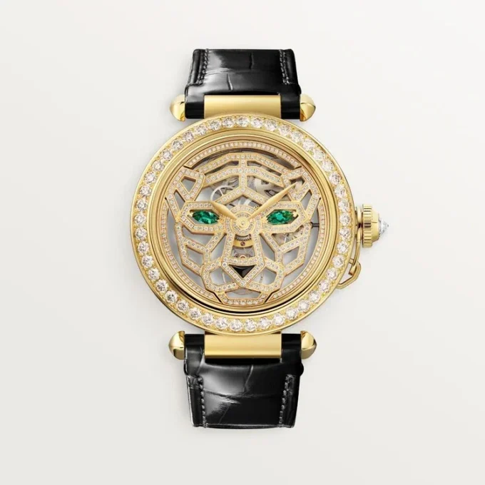 Otros relojes de joyería Panthere – 41 mm, movimiento mecánico de cuerda manual, oro amarillo de 18 quilates, diamantes, correas de piel intercambiables – Cartier Otros relojes de joyería Panthere – 41 mm, movimiento mecánico de cuerda manual, oro amarillo de 18 quilates, diamantes, correas de piel intercambiables – Cartier