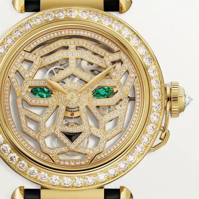 Otros relojes de joyería Panthere – 41 mm, movimiento mecánico de cuerda manual, oro amarillo de 18 quilates, diamantes, correas de piel intercambiables – Cartier Otros relojes de joyería Panthere – 41 mm, movimiento mecánico de cuerda manual, oro amarillo de 18 quilates, diamantes, correas de piel intercambiables – Cartier