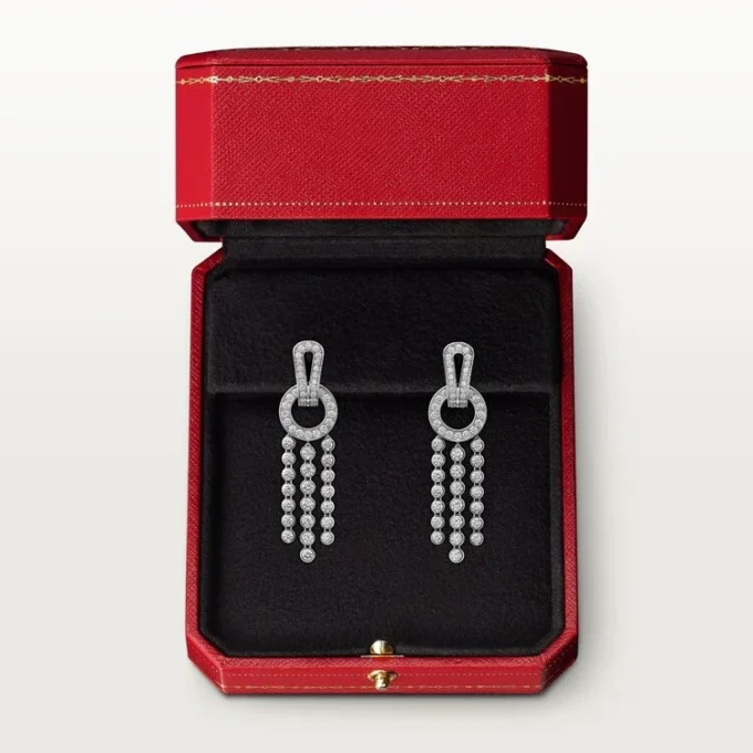 Pendientes Agrafe, diamantes de talla brillante, pavé