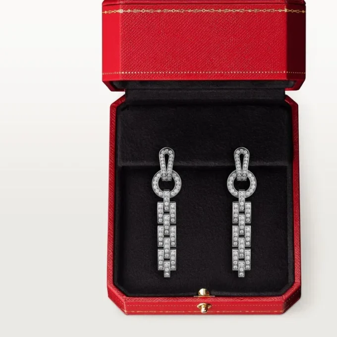 Pendientes Agrafe – Oro blanco, diamantes – Cartier