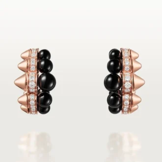 Pendientes de aro Clash de Cartier, ónix, modelo extragrande, diamantes
