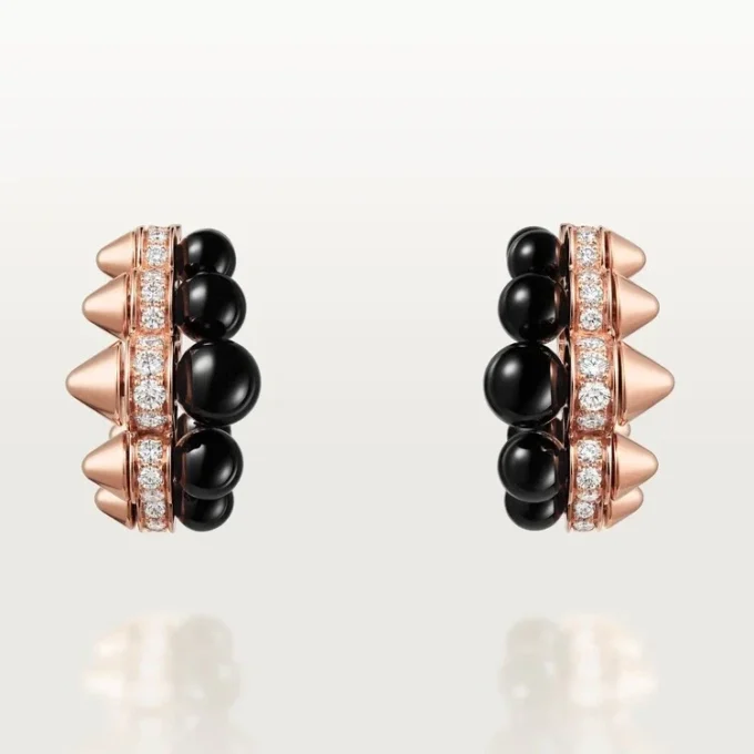 Pendientes de aro Clash de Cartier, ónix, modelo extragrande, diamantes