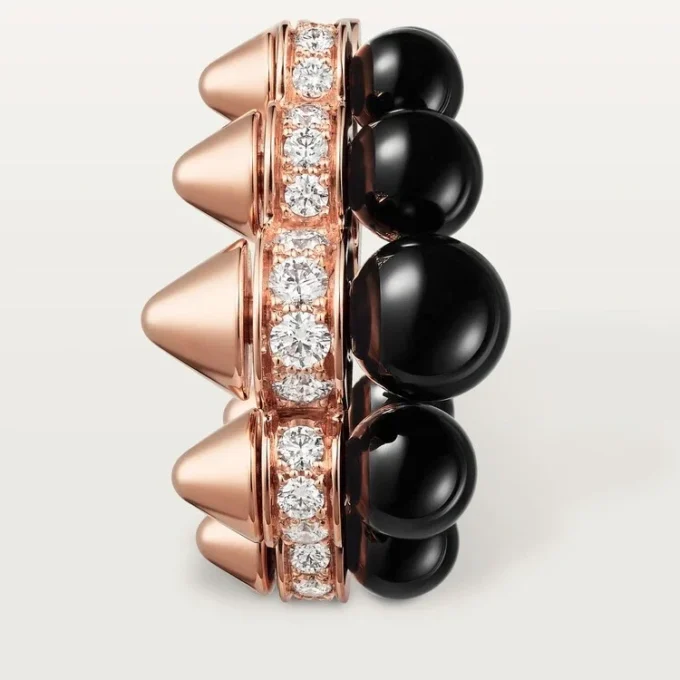 Pendientes de aro Clash de Cartier, ónix, modelo extragrande, diamantes