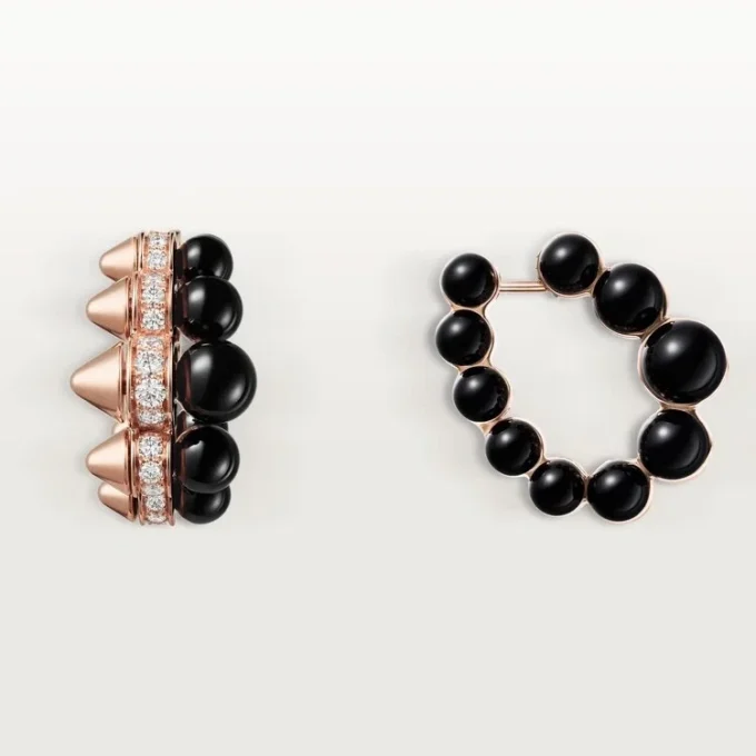 Pendientes de aro Clash de Cartier, ónix, modelo extragrande, diamantes