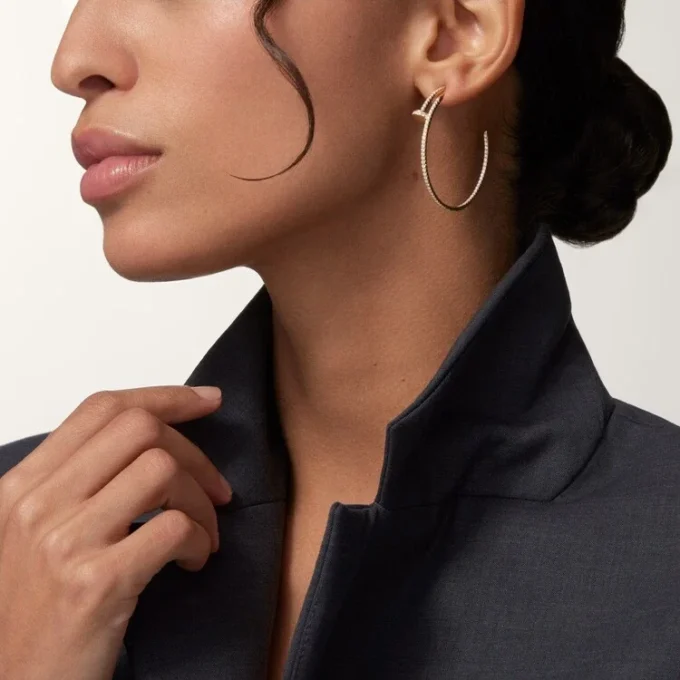Pendientes de aro Juste Un Clou, modelo grande, pavé