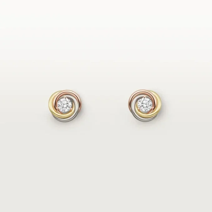 Pendientes de botón Trinity, 2 diamantes