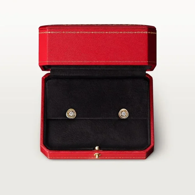 Pendientes de botón Trinity, 2 diamantes