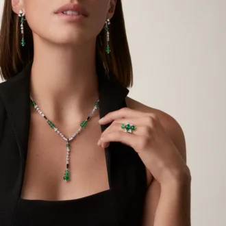 Pendientes En Equilibre, esmeralda, pavé