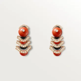 Pendientes Geometrie & Contrastes, coral, pavé