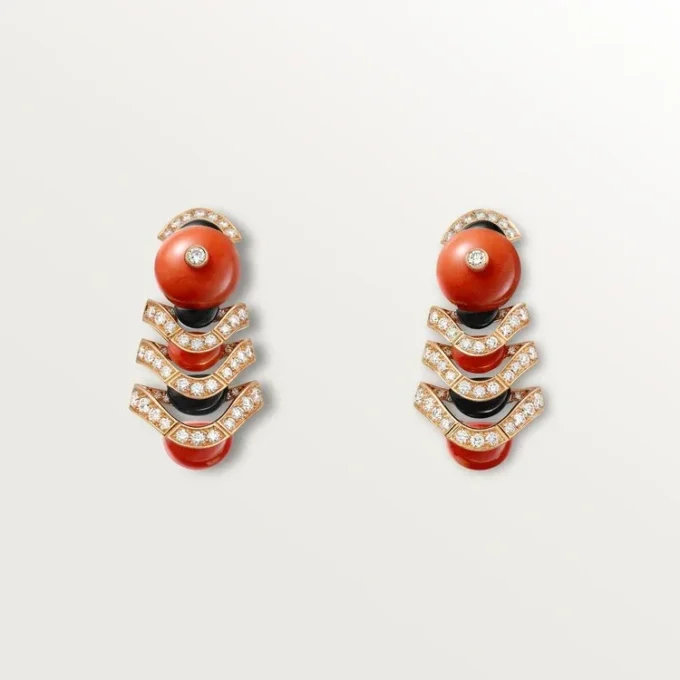 Pendientes Geometrie & Contrastes, coral, pavé
