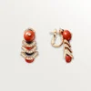 Pendientes Geometrie & Contrastes, coral, pavé