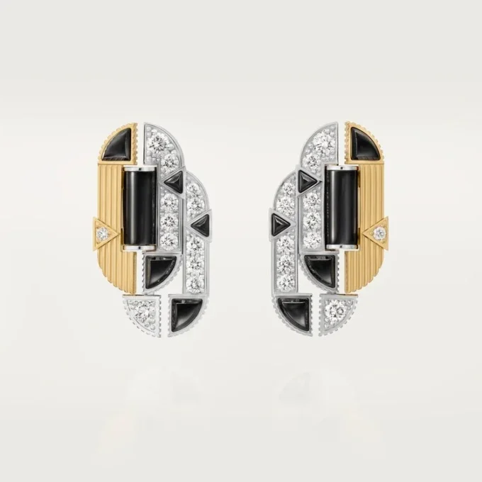 Pendientes Geometrie & Contrastes, ónix, pavé