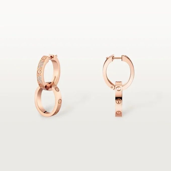 Pendientes Love, multiuso, con medio pavé