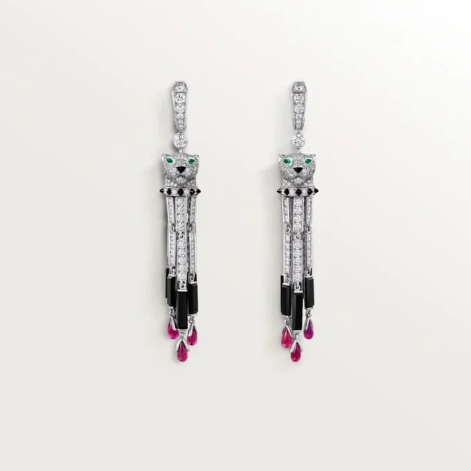 Pendientes Panthere De Cartier, rubí, modelo grande, pavé