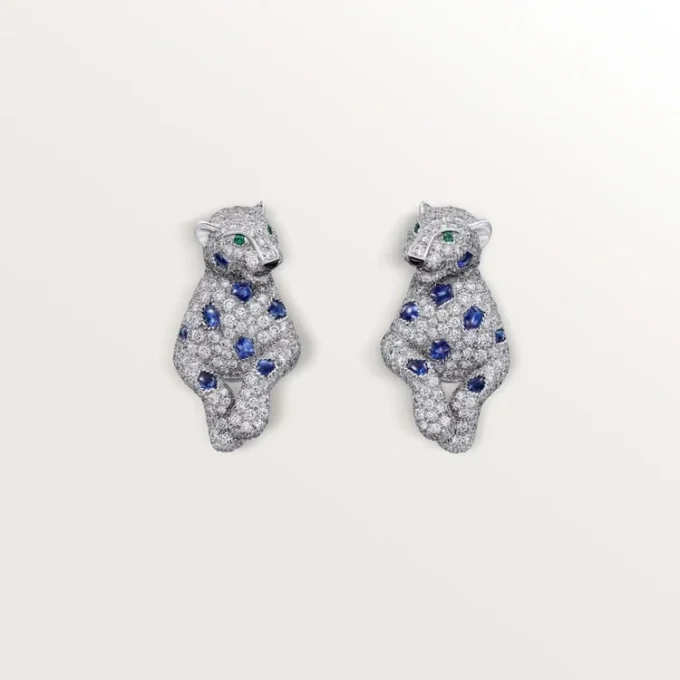 Pendientes Panthere de Cartier, zafiros, pavé