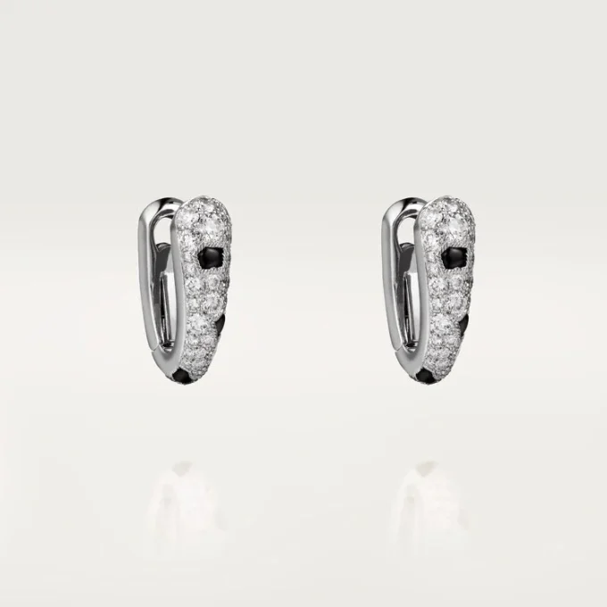 Pendientes pequeños de aro Panthere Diamond, oro blanco | Cartier Us