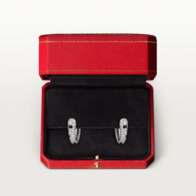 Pendientes pequeños de aro Panthere Diamond, oro blanco | Cartier Us