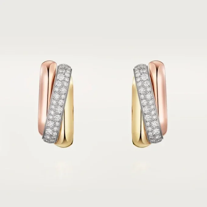 Pendientes Trinity, forma cojín, medio pavé