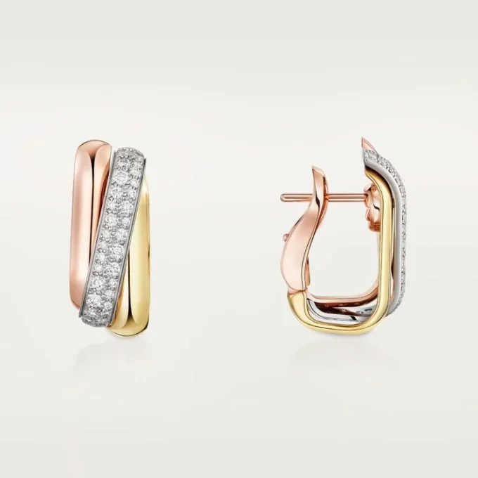 Pendientes Trinity, forma cojín, medio pavé