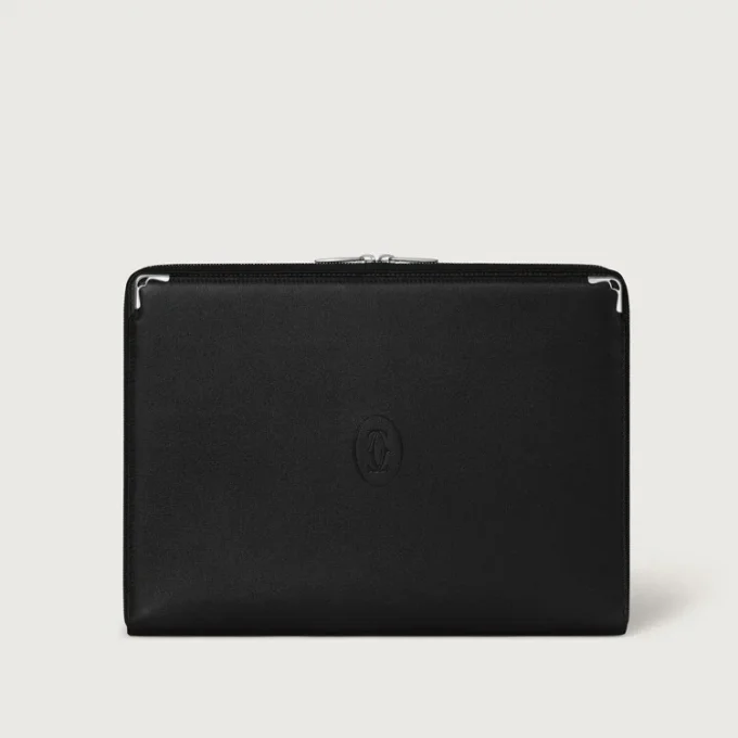 Portafolios, Must De Cartier – Piel de becerro negra, acabado en paladio – Cartier