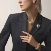 Pendientes Faune Et Flore De Cartier, diamantes amarillos, naranjas y marrones, pavé