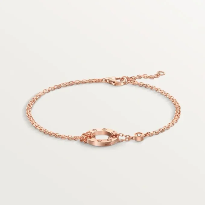 Pulsera Love, con cadena, 2 diamantes