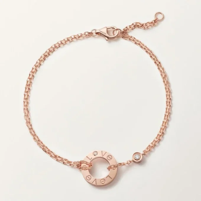 Pulsera Love, con cadena, 2 diamantes