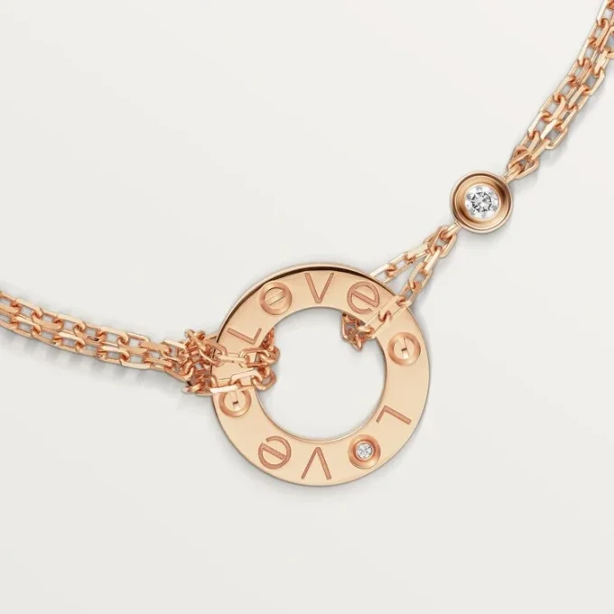 Pulsera Love, con cadena, 2 diamantes