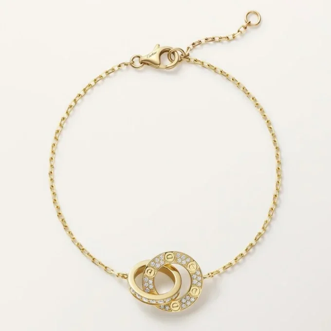 Pulsera Love, con cadena, pavé