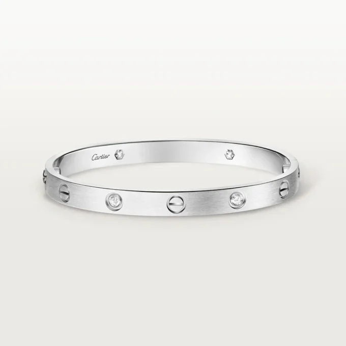 Pulsera Love, modelo clásico, cepillada, 4 diamantes