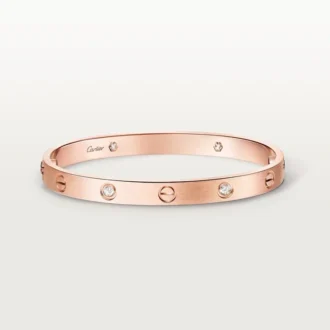 Pulsera Love, modelo clásico, cepillada, 4 diamantes