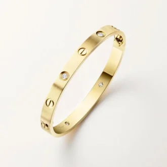 Pulsera Love, modelo clásico, cepillada, 4 diamantes