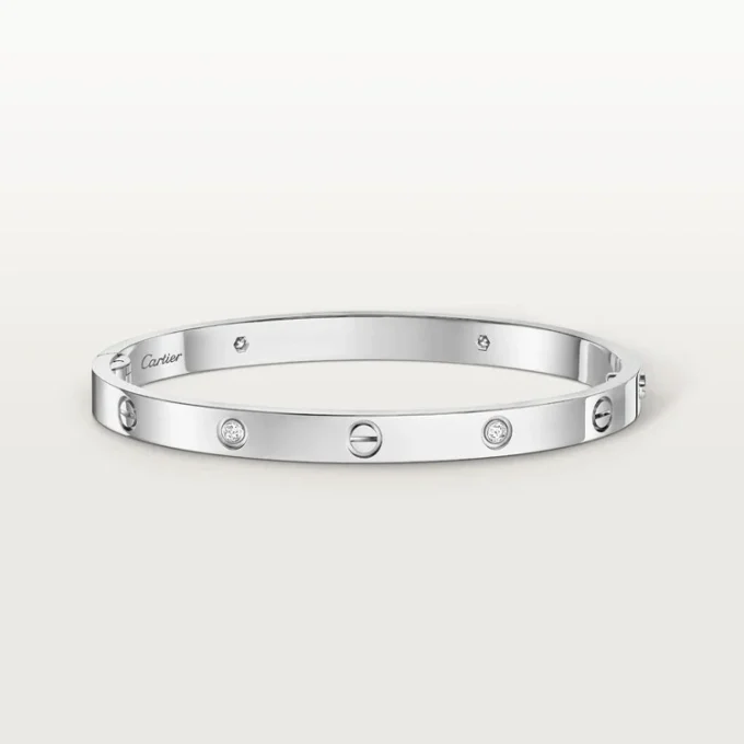 Pulsera Love, modelo mediano, 4 diamantes